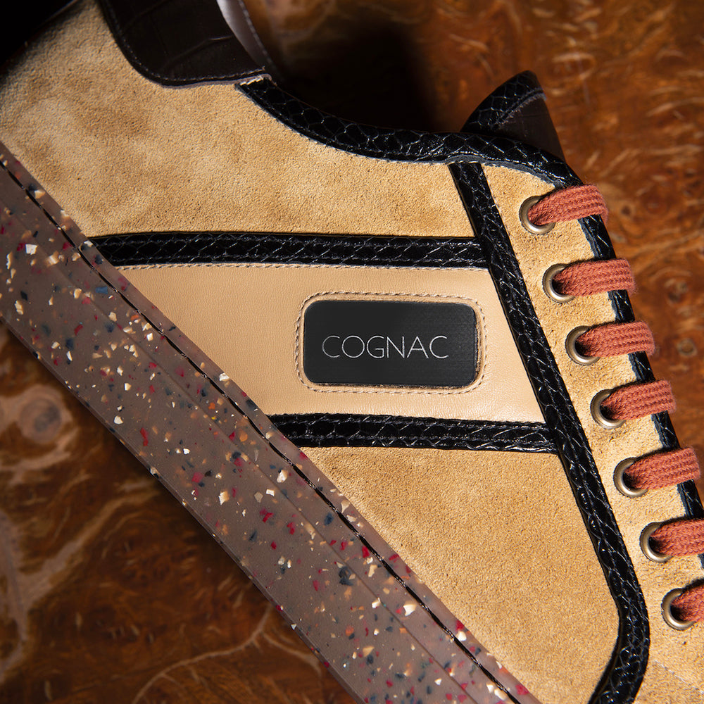 Close-up of the COGNAC VSOP leather, stitching and sole details